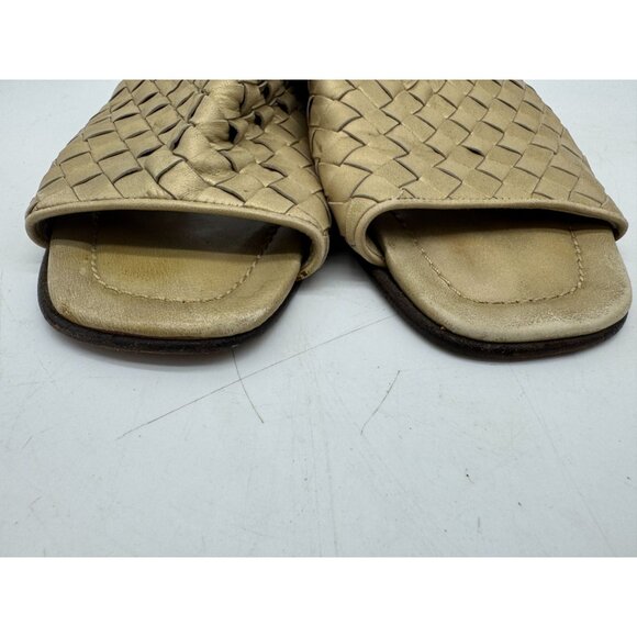 Cole Haan Womens Slide Heeled Sandals Sz 10B Beige Woven Leather Open-Toe Summer - Picture 11 of 12